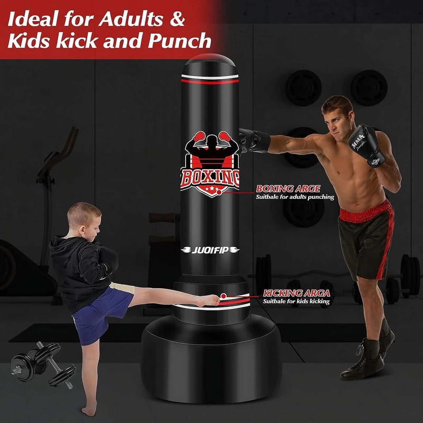 Punching Bag with Stand Adult 70”- Freestanding Heavy Boxing Punching Bag with Boxing Gloves and Electric Air Pump, Women Men Stand Kickboxing Bags for Training MMA Muay Thai Fitness Beginners